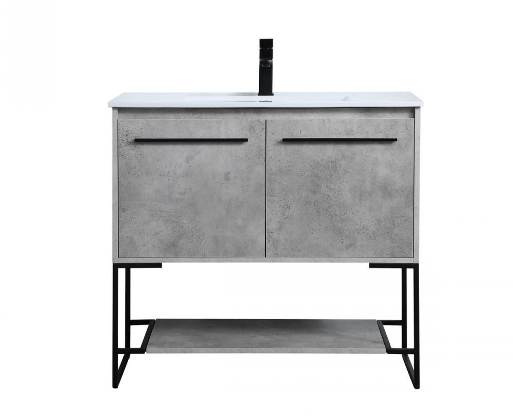 36 Inch Single Bathroom Vanity in Concrete Grey