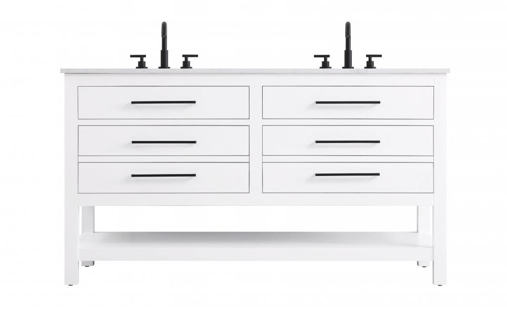 60 inch Double Bathroom Vanity in White