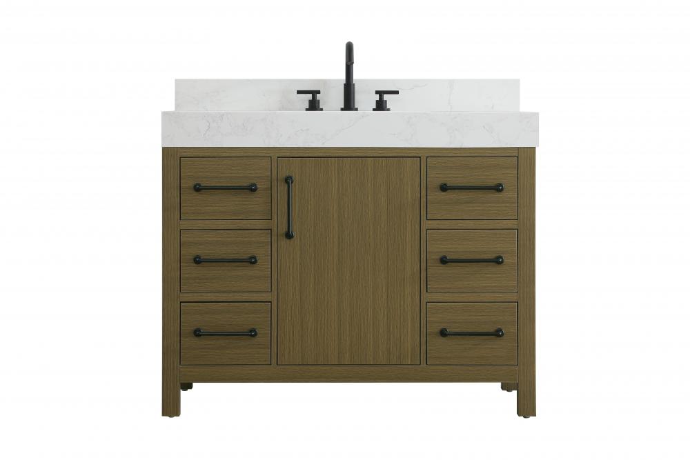 42 inch Single Bathroom Vanity In Chestnut Brown with backsplash