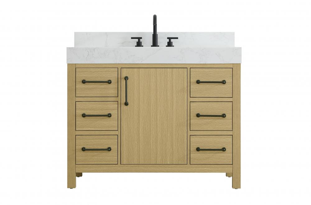 42 inch Single Bathroom Vanity In Honey Brown with backsplash