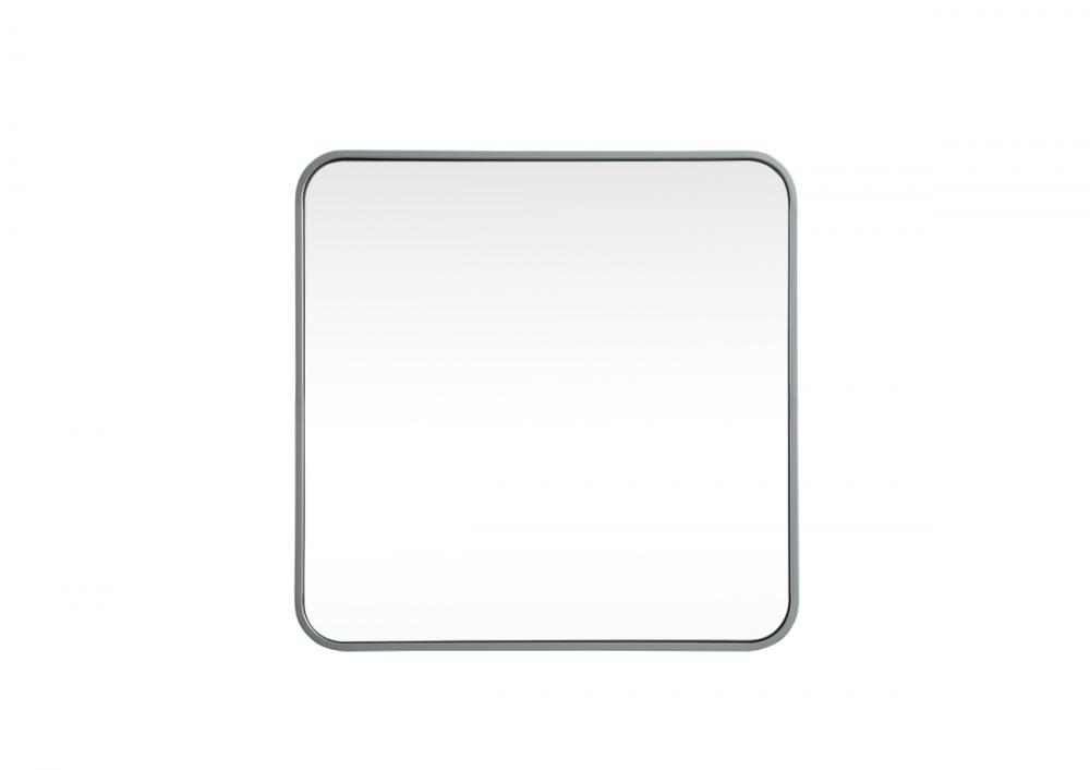 Soft Corner Metal Square Mirror 24x24 Inch in Silver