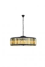 Elegant 1203G43MB-GT/RC - Chelsea 10 light Matte Black Chandelier Golden Teak (Smoky) Royal Cut Crystal