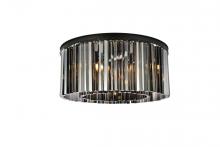 Elegant 1208F31MB-SS/RC - Sydney 8 Light Matte Black Flush Mount Silver Shade (Grey) Royal Cut Crystal