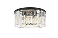 Elegant 1238F31MB/RC - Sydney 8 Light Matte Black Flush Mount Clear Royal Cut Crystal