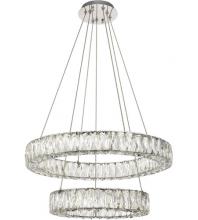 Elegant 3503G28C - Monroe 28 Inch LED Double Ring Chandelier in Chrome