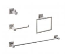 Elegant HWB-12S4BNK - Isla 4-piece Bathroom Hardware Set in Brushed Nickel