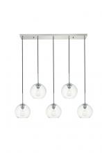 Elegant LD2228C - Baxter 5 Lights Chrome Pendant with Clear Glass