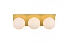 Elegant LD7304W22BRA - Jillian 3 Light Brass and Frosted White Bath Sconce