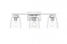 Elegant LD7312W23CH - Merrick 3 Light Chrome and Clear Bath Sconce