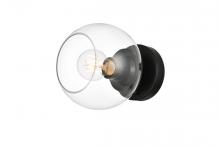 Elegant LD7320W7BLK - Rogelio 1 Light Black and Clear Bath Sconce