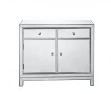 Elegant MF72002 - Nightstand 2 Drawers 2 Doors 38in. Wx12in. Dx32in. H in Antique Silver Paint