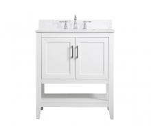 Elegant VF16030WH-BS - 30 Inch Single Bathroom Vanity in White with Backsplash