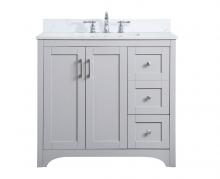 Elegant VF17036GR-BS - 36 Inch Single Bathroom Vanity in Grey with Backsplash