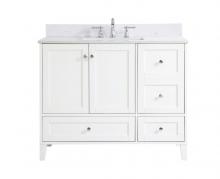 Elegant VF18042WH-BS - 42 Inch Single Bathroom Vanity in White with Backsplash