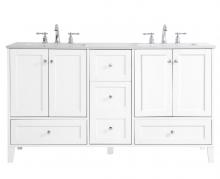 Elegant VF18060DWH - 60 Inch Double Bathroom Vanity in White