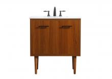 Elegant VF48030MTK - 30 Inch Single Bathroom Vanity in Teak