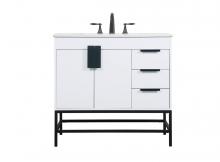 Elegant VF48836MWH - 36 Inch Single Bathroom Vanity in White