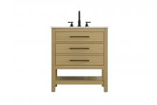 Elegant VF60530MHB - 30 inch Single Bathroom Vanity in Honey Brown