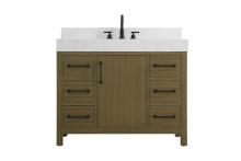 Elegant VF60642MCB-BS - 42 inch Single Bathroom Vanity In Chestnut Brown with backsplash