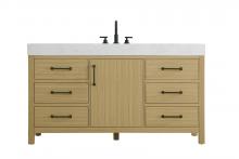 Elegant VF60660MHB - 60 inch Single Bathroom Vanity In Honey Brown