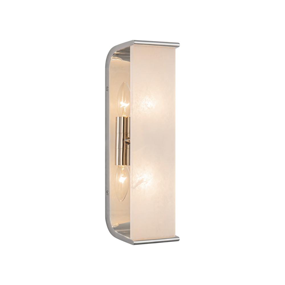 Abbott 15-in Polished Nickel/Alabaster 2 Lights Wall/Vanity