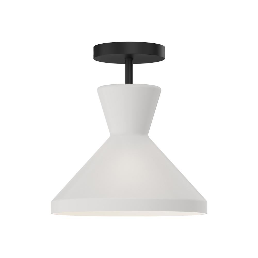 Betty 10-in Matte Black/Opal Glass 1 Light Semi Flush Mount