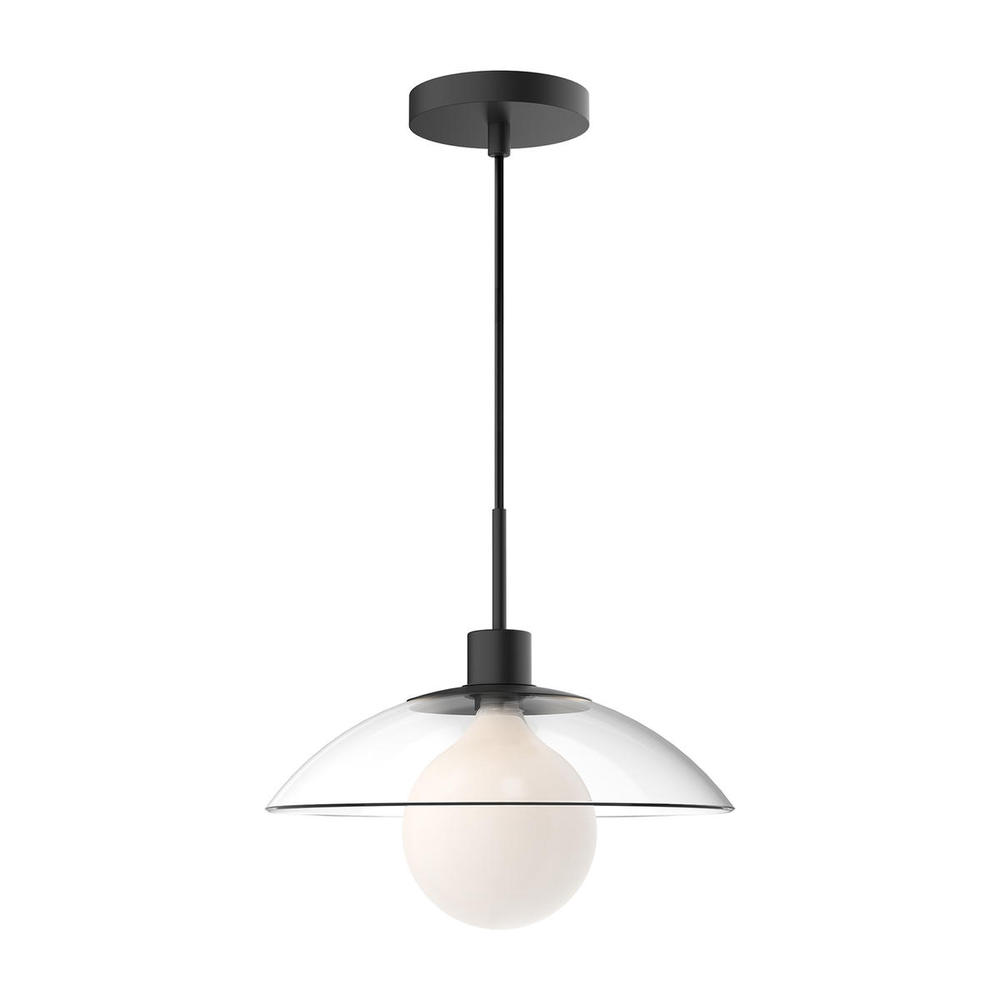 Francesca 12-in Clear Glass/Matte Black 1 Light Pendant