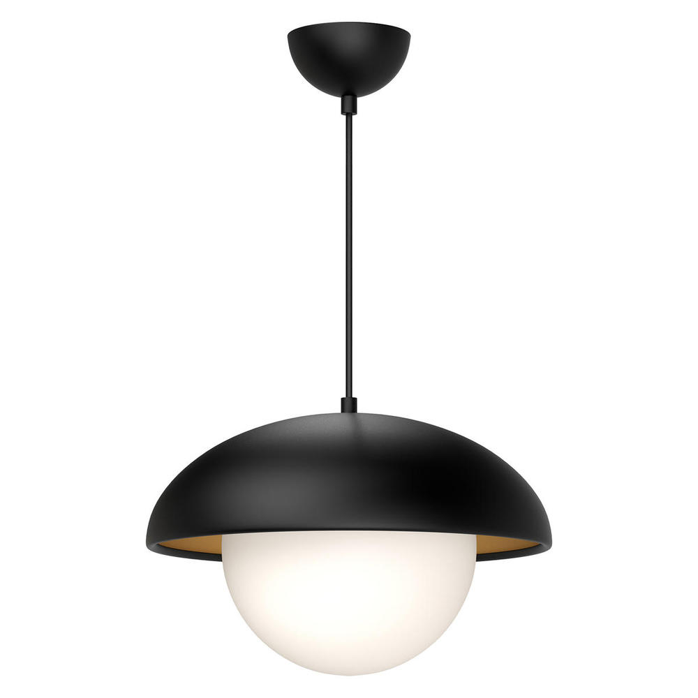 Rubio 16-in Matte Black/Opal Matte Glass 1 Light Pendant