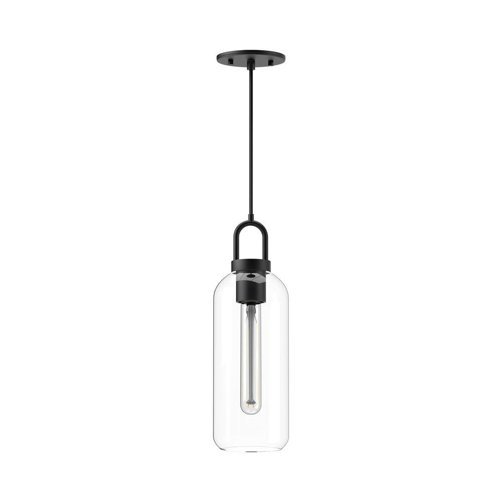 Soji 5-in Clear Glass/Matte Black 1 Light Pendant