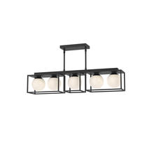 Alora Lighting LP519535MBOP - Amelia 35-in Matte Black/Opal Matte Glass 5 Lights Linear Pendant