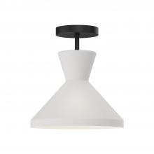 ALORA  SF473710MBOP - Betty 10-in Matte Black/Opal Glass 1 Light Semi Flush Mount