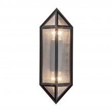 ALORA  EW332705BKCR - Cairo 5-in Black/Ribbed Glass 2 Lights Exterior Wall Sconce