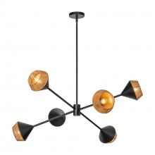 Alora Lighting CH633638MBBR - Daphne 38-in Matte Black/Brown Cotton Rope 6 Lights Chandelier