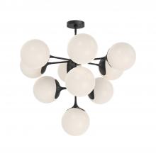 ALORA  CH505335MBOP - Nouveau 35-in Matte Black/Opal Matte Glass 10 Lights Chandeliers