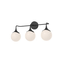 ALORA  VL505125MBOP - Nouveau 25-in Matte Black/Opal Matte Glass 3 Lights Vanity