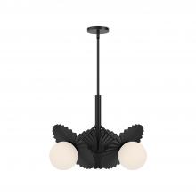 ALORA  CH501322MBOP - Plume 21-in Matte Black/Opal Glass 3 Lights Chandeliers