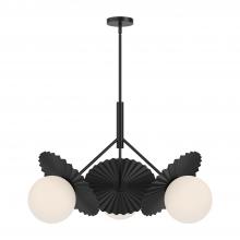 ALORA  CH501334MBOP - Plume 34-in Matte Black/Opal Glass 3 Lights Chandeliers