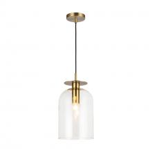 ALORA  PD515408BGCL - Sylvia 8-in Brushed Gold/Clear Glass 1 Light Pendant