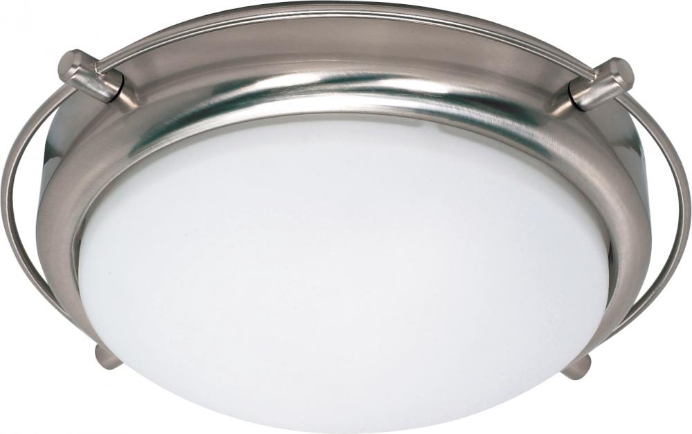 Polaris - 2 Light Flush Mount with Satin Frosted Glass - Brushed Nickel Finish