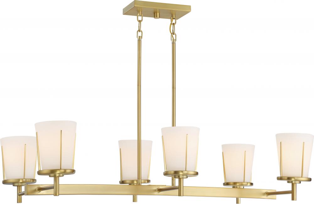 Serene - 6 Light Island Pendant - Natural Brass Finish