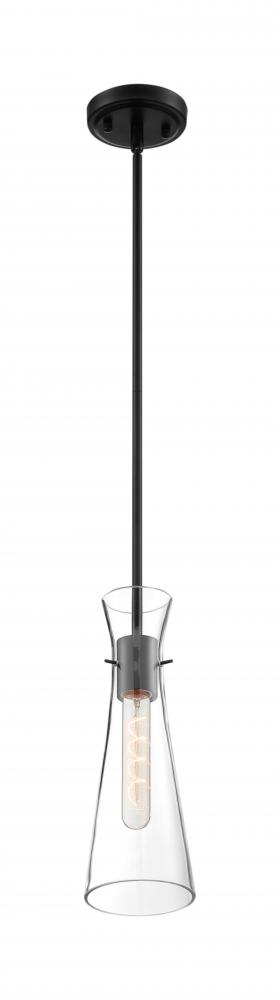 Bahari - 1 Light Mini Pendant with Clear Glass - Black Finish