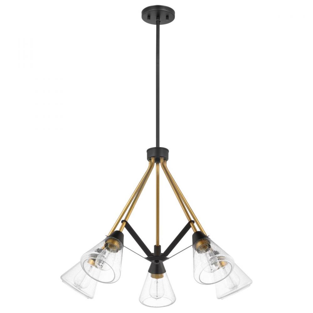 Starlight; 5 Light Chandelier; Medium Base; 60 Watt; Matte Black Finish; Clear Seeded Glass