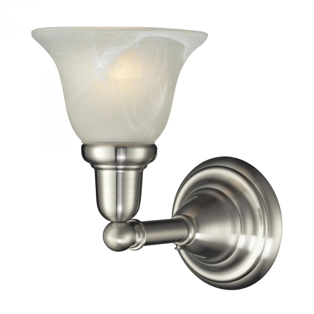 1LIGHT GLASS BATH BAR in SATIN NICKEL FINISH